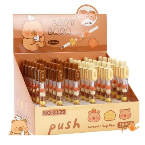 Długopis Z Figurkami Kapibara Brązowy Beżowy Czarny Wkład