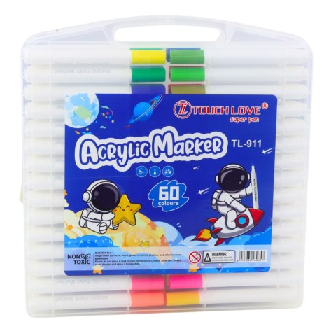 Zestaw Pisaków Markerów Akrelowych W Organizerze 60szt.