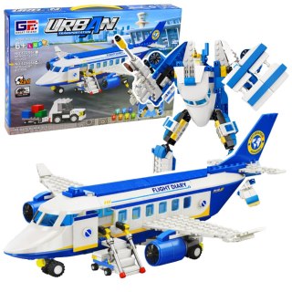 Klocki Konstrukcyjne Samolot Pasażerski Robot 2w1 Światła 417 el.