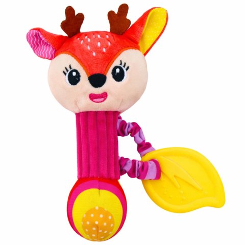 Pluszowa Grzechotka Jelonek Z Gryzakiem i Piszczałką Dla Niemowląt