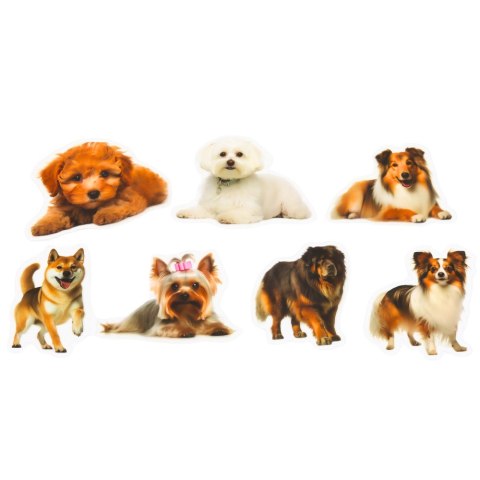 Zestaw Naklejki Pieski Różne Gatunki Śliskie Przeźroczyste 50 szt.