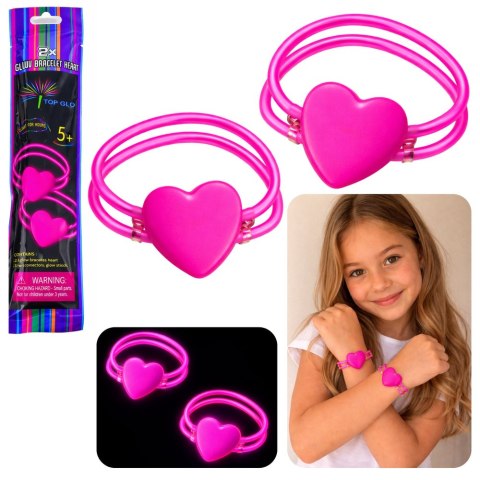 Podwójne Bransoletki Opaski z Sercem Fluorescencyjne Stick Neon Świecące