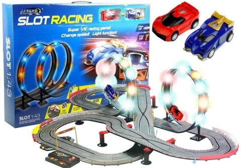 TOR WYŚCIGOWY 2 AUTKA SLOT CARS 1:43 PĘTLA LAMPKI