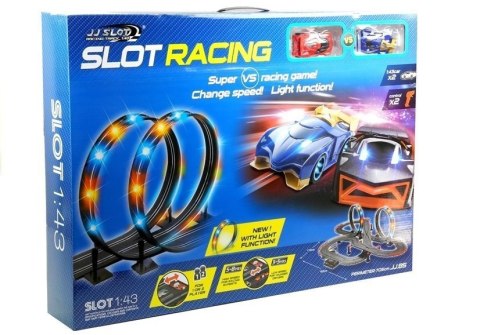 TOR WYŚCIGOWY 2 AUTKA SLOT CARS 1:43 PĘTLA LAMPKI