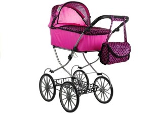 WÓZEK DLA LALEK ALICE RETRO, DUŻY, GŁĘBOKI, TORBA