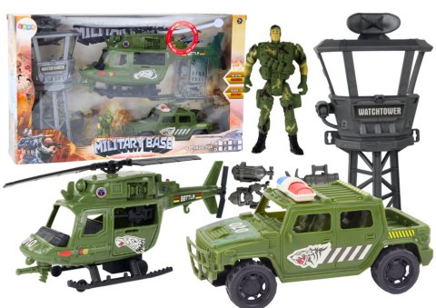 ZESTAW MILITARNY HELIKOPTER WOJSKOWY WÓZ BOJOWY WIEŻA KONTROLNA ŻOŁNIERZ