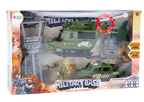 ZESTAW MILITARNY HELIKOPTER WOJSKOWY WÓZ BOJOWY WIEŻA KONTROLNA ŻOŁNIERZ