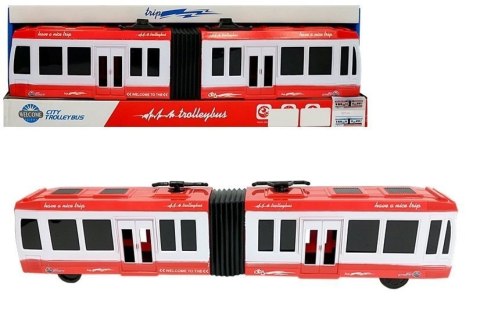 AUTOBUS PRZEGUBOWY Z NAPĘDEM FRYKCYJNYM CZERWONY