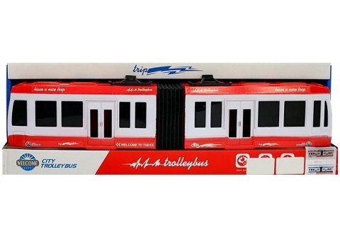 AUTOBUS PRZEGUBOWY Z NAPĘDEM FRYKCYJNYM CZERWONY