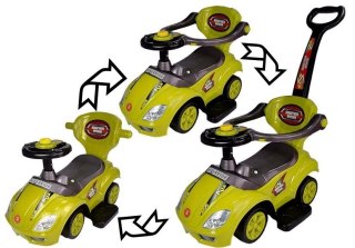 JEŹDZIK Z PCHACZEM MEGA CAR 3W1 ŻÓŁTY