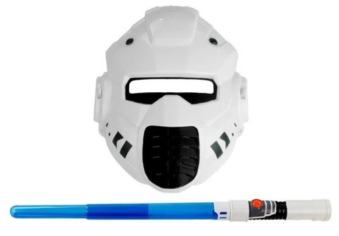 KOSMICZNY PISTOLET LASEROWY Z MASKĄ MIECZ ŚWIECĄCY