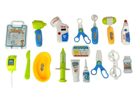 ZESTAW LEKARSKI NA WÓZKU STOLIK LEKARSKI DOKTOR 17 ELEMENTÓW EKG