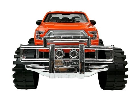 ZESTAW POJAZDÓW POMARAŃCZOWY MONSTER TRUCK CZERWONE BMW LAWETA 58 CM