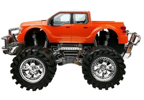 ZESTAW POJAZDÓW POMARAŃCZOWY MONSTER TRUCK CZERWONE BMW LAWETA 58 CM
