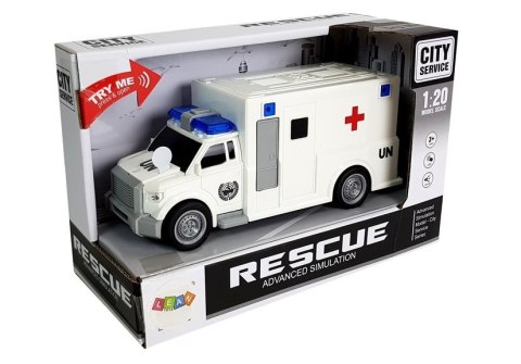 AUTO AMBULANS Z NAPĘDEM KARETKA POGOTOWIA 1:20 Z DŹWIĘKIEM