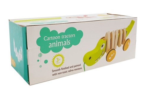 DREWNIANY KROKODYL NA KÓŁKACH 18CM