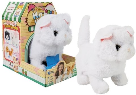 INTERAKTYWNY KOT PERS BIAŁY CHODZI RUSZA OGONEM NA BATERIE