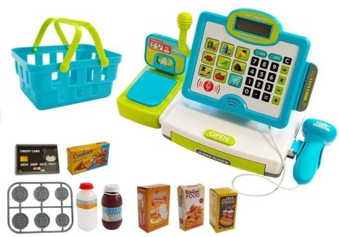 KASA SKLEPOWA DLA DZIECI NIEBIESKA Z KOSZYKIEM