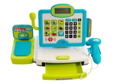 KASA SKLEPOWA DLA DZIECI NIEBIESKA Z KOSZYKIEM