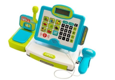 KASA SKLEPOWA DLA DZIECI NIEBIESKA Z KOSZYKIEM