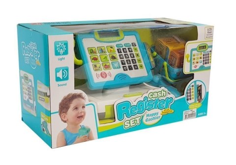 KASA SKLEPOWA DLA DZIECI NIEBIESKA Z KOSZYKIEM