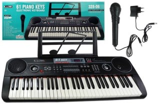 KEYBOARD ORGANY 328-06 MIKROFON ZASILACZ CZARNY