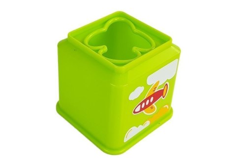 PIRAMIDKA KUBECZKI KWADRAT Z OBRAZKAMI POJAZDÓW SORTER DLA NIEMOWLAKA