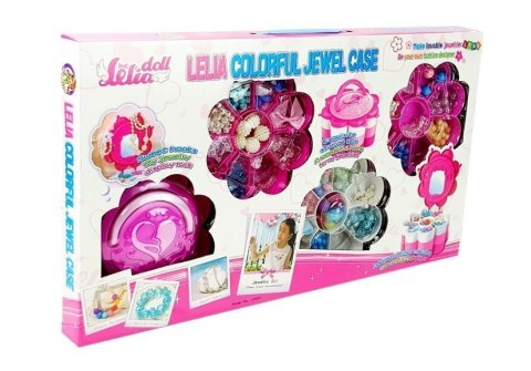 ZESTAW KORALIKÓW DO BIŻUTERII DIY SKŁADANE PUDEŁKO Z LUSTERKIEM