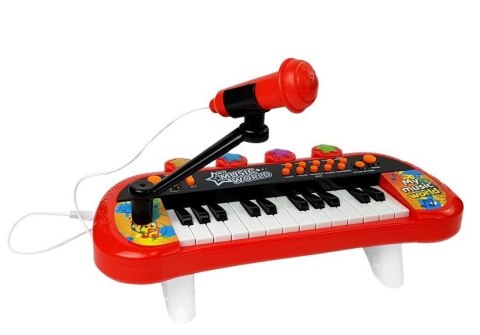 KEYBOARD PIANINKO 24 KLAWISZE USB MIKROFON CZERWONY