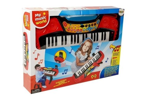 KEYBOARD ZE STATYWEM KRZESEŁKIEM 37 KLAWISZY CZERWONY