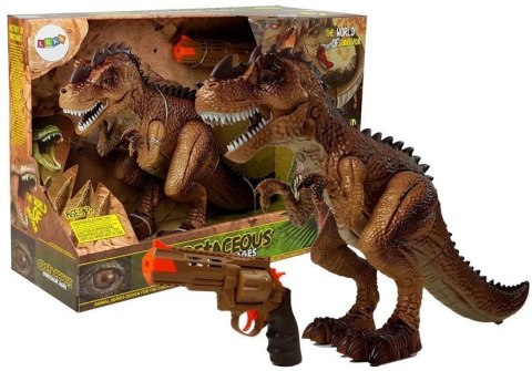RUCHOMY DINOZAUR TYRANOZAUR PARA WODNA PISTOLET DŹWIĘK ŚWIATŁA